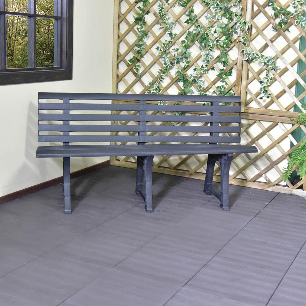 Panchina 3 Posti in Plastica Isotta Antracite FERLIVING - 148x53x75h cm