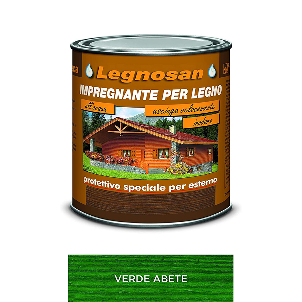 Impregnante all'Acqua per Legno Esterno Legnosan 750 ml VELECA - Verde Abete