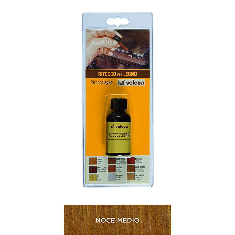 Ritoccolegno semi-coprente per graffi e scalfitture 25 ml veleca - noce medio.