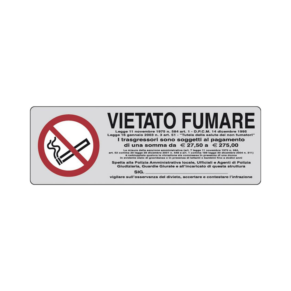 Cartello in carta autoadesiva 15x5 cm - vietato fumare.
