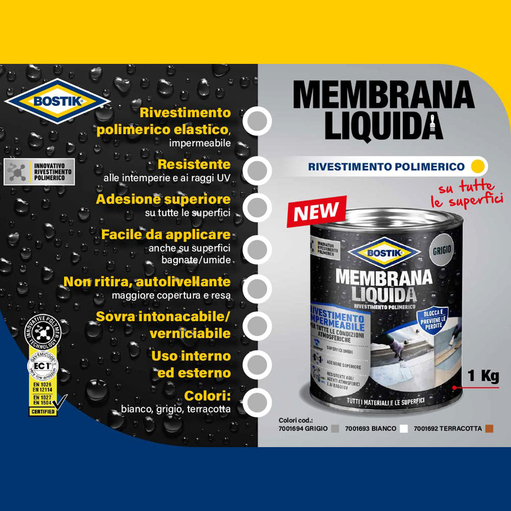 Membrana Liquida Rivestimento Polimerico 1 Kg BOSTIK - Terracotta