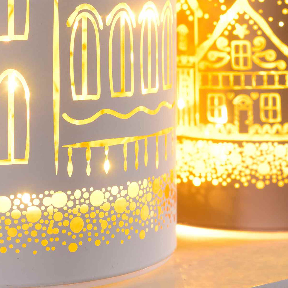Lampade Natalizie a Cilindro con LED in Vetro 3 pz FERCOLOR - Rosso/Verde/Bianco