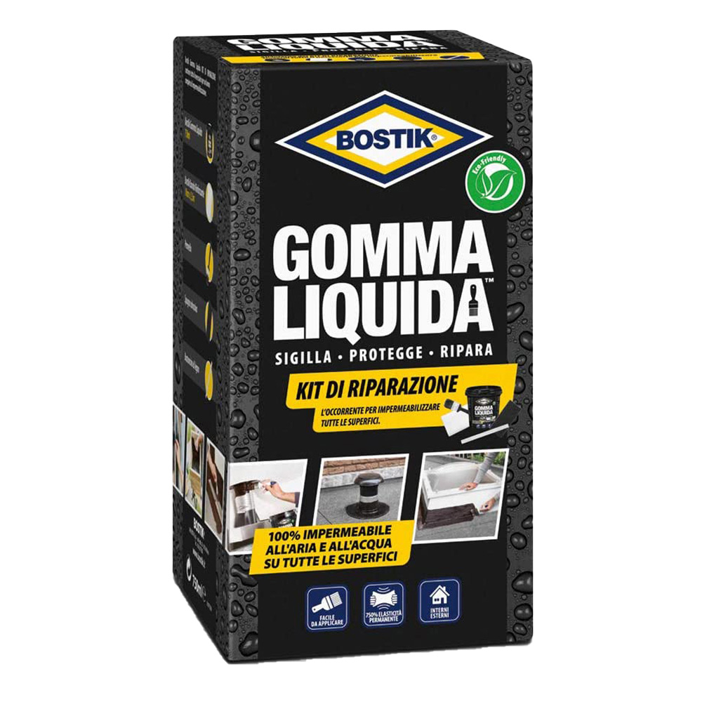 Kit di Riparazione Gomma Liquida BOSTIK - Gomma, Banda, Spugnetta e Spatola