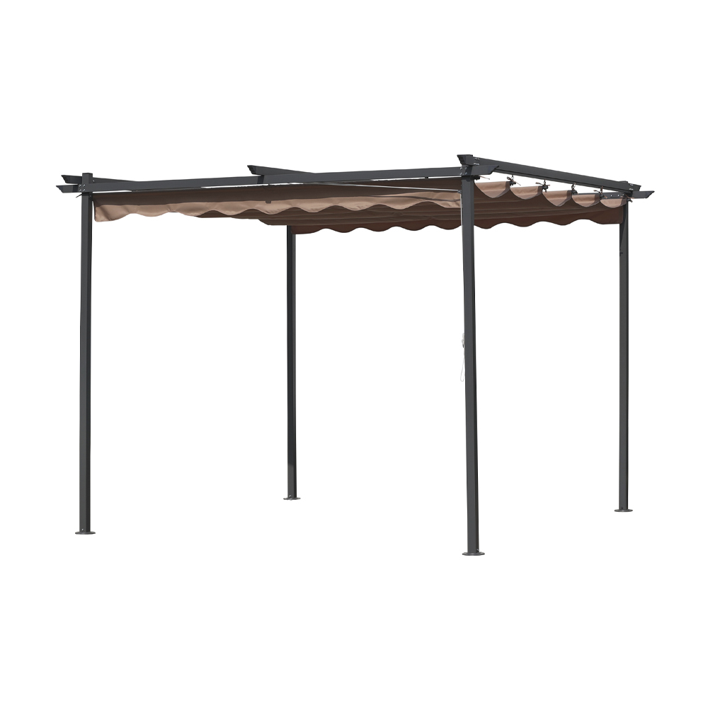 Pergola in Acciaio 300x300x220h cm FERLIVING con Telo Retrattile Ecru