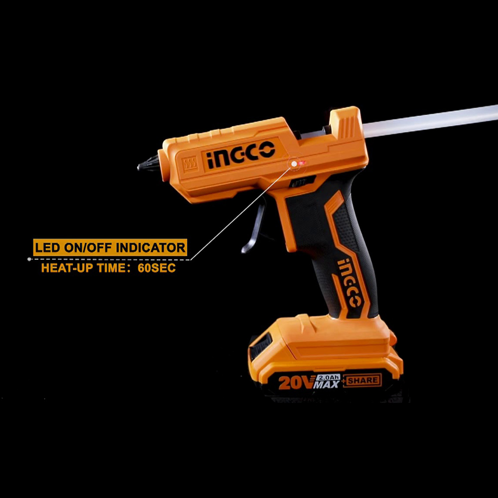 Pistola Termocollante a Batteria 20V INGCO - con 3 Stick di Colla