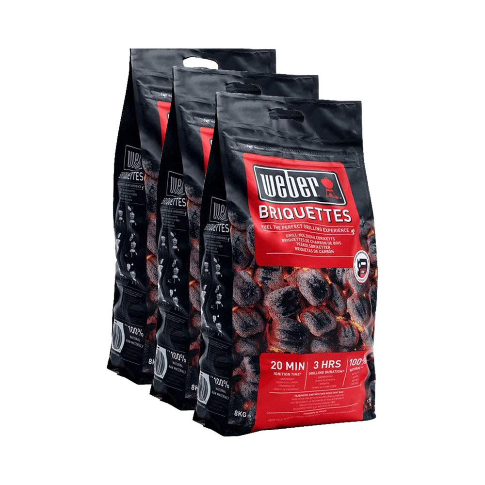 x3 Carboni Minerali in Bricchetti WEBER - 3 Sacchette da 8 kg