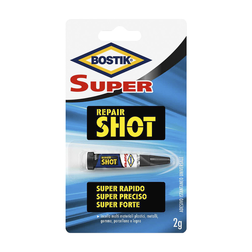 Super Repair Shot 2 gr BOSTIK - Colla per Plastiche, Gomma, Metalli e Porcellana