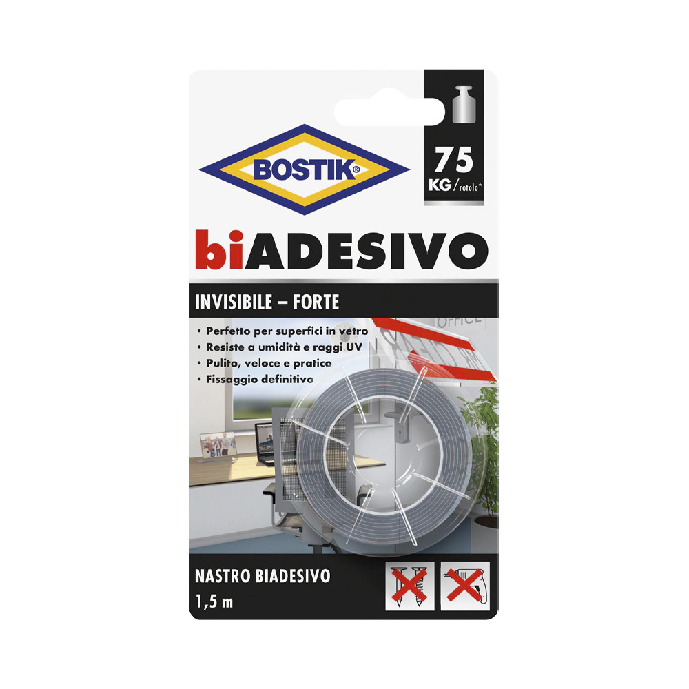 Nastro Trasparente biADESIVO Invisibile BOSTIK 19 mm x 1.5 mt