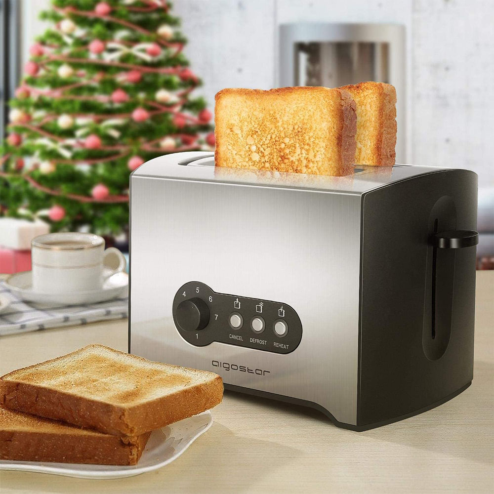 Tostapane 2 Fette Mini Sunshine 900W AIGOSTAR - 7 Impostazioni di Tostatura