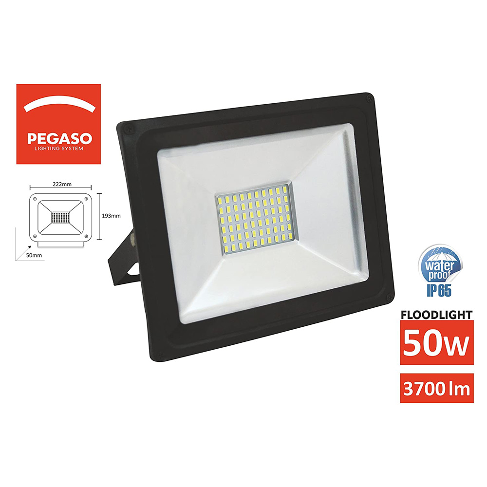 Faretto LED 50W PEGASO - Luce Naturale 4000K - 20.000 Ore di Lavoro - IP65