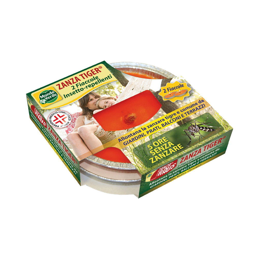 Zanza Tiger Citronella in Stagnola Antivento 14 cm - 2 Pezzi