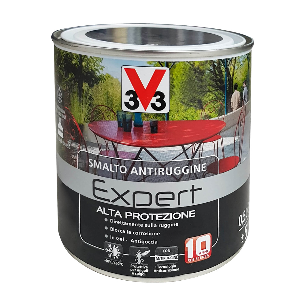 Smalto antiruggine in gel expert 500 ml v33 - nero brillante ral 9005.