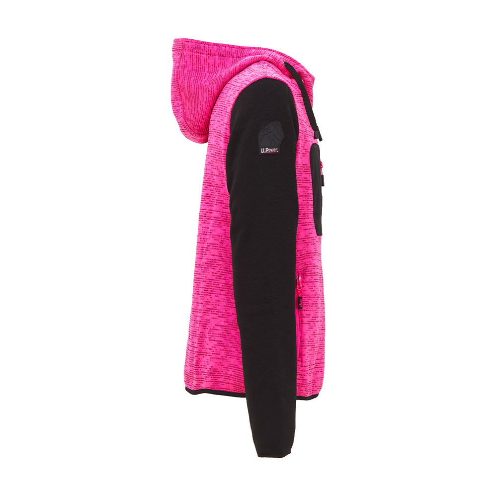 Felpa Full Zip con Cappuccio Enjoy Rainbow Lady Black Fucsia U-POWER - Taglia XS
