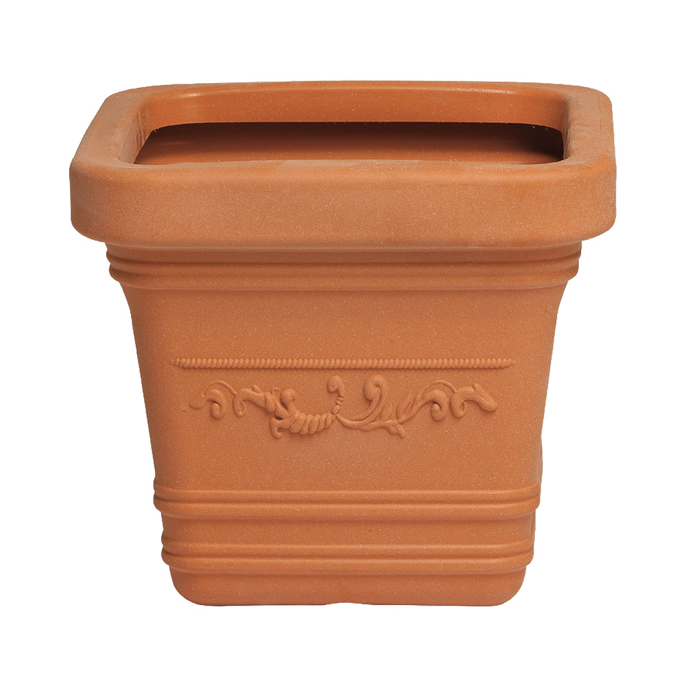 Vaso Festonato Quadrato in Resina Rosso Terracotta FERLIVING - 40x40x35h cm