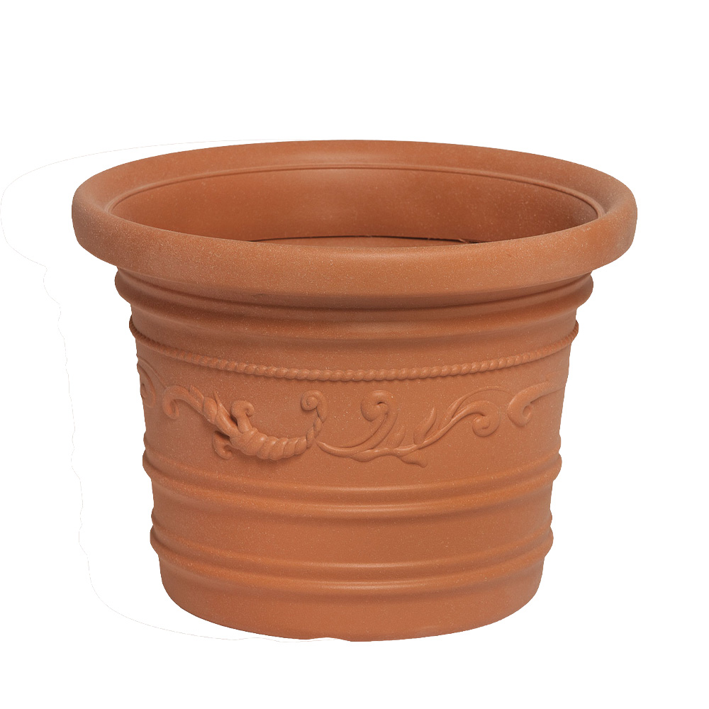 Vaso Festonato Circolare in Resina Rosso Terracotta FERLIVING - 80x60h cm
