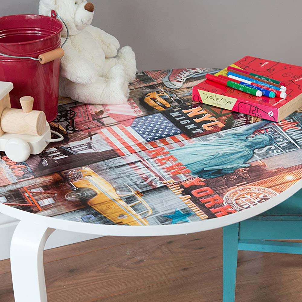 Carta Adesiva in Vinile con Fantasia Manhattan 45 cm - Vendita al metro lineare