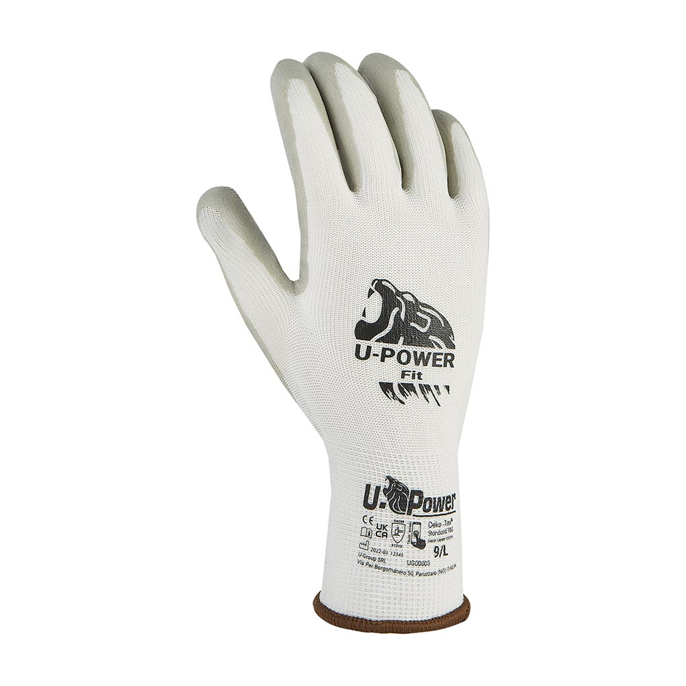 Guanti da Lavoro in Nitrile Fit Bianco U-POWER - Taglia 11