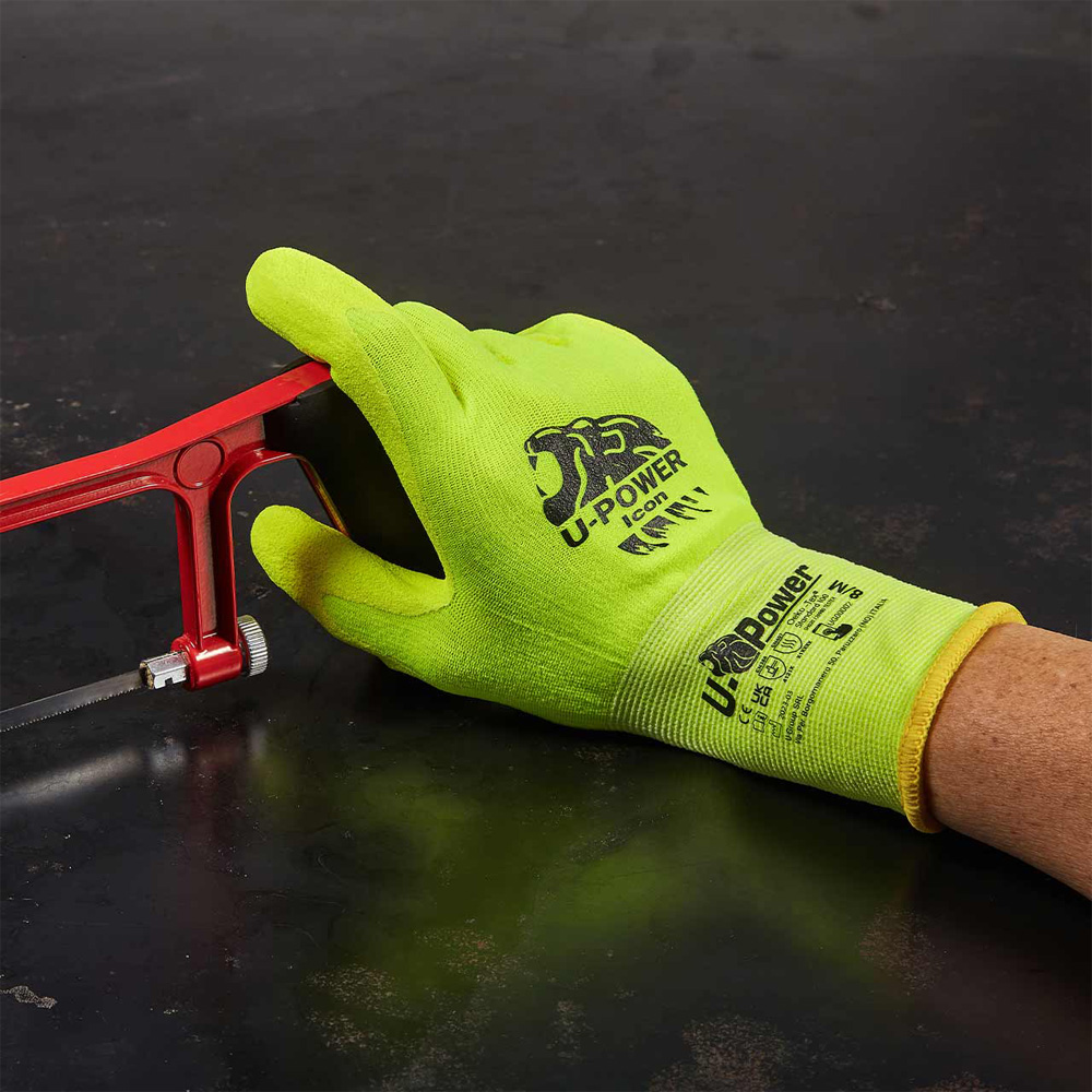 Guanti da Lavoro in Nitrile Icon Giallo Fluo U-POWER - Taglia 10
