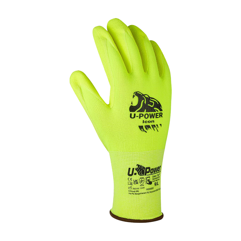 Guanti da Lavoro in Nitrile Icon Giallo Fluo U-POWER - Taglia 10