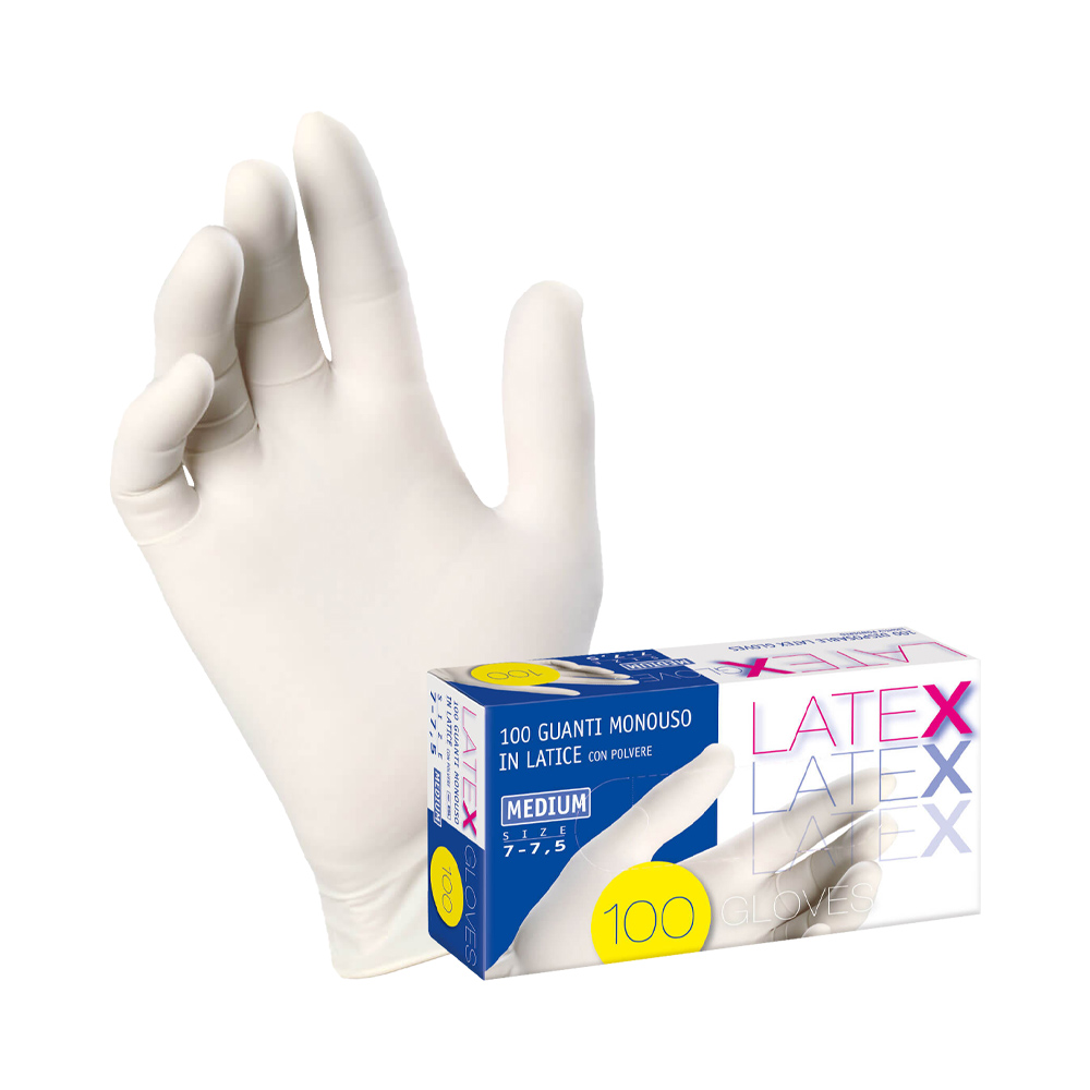 Guanti in Lattice Spessorati e Lubrificati 0,07 mm Tg.XL Bianco FERWORK - 100 Pz