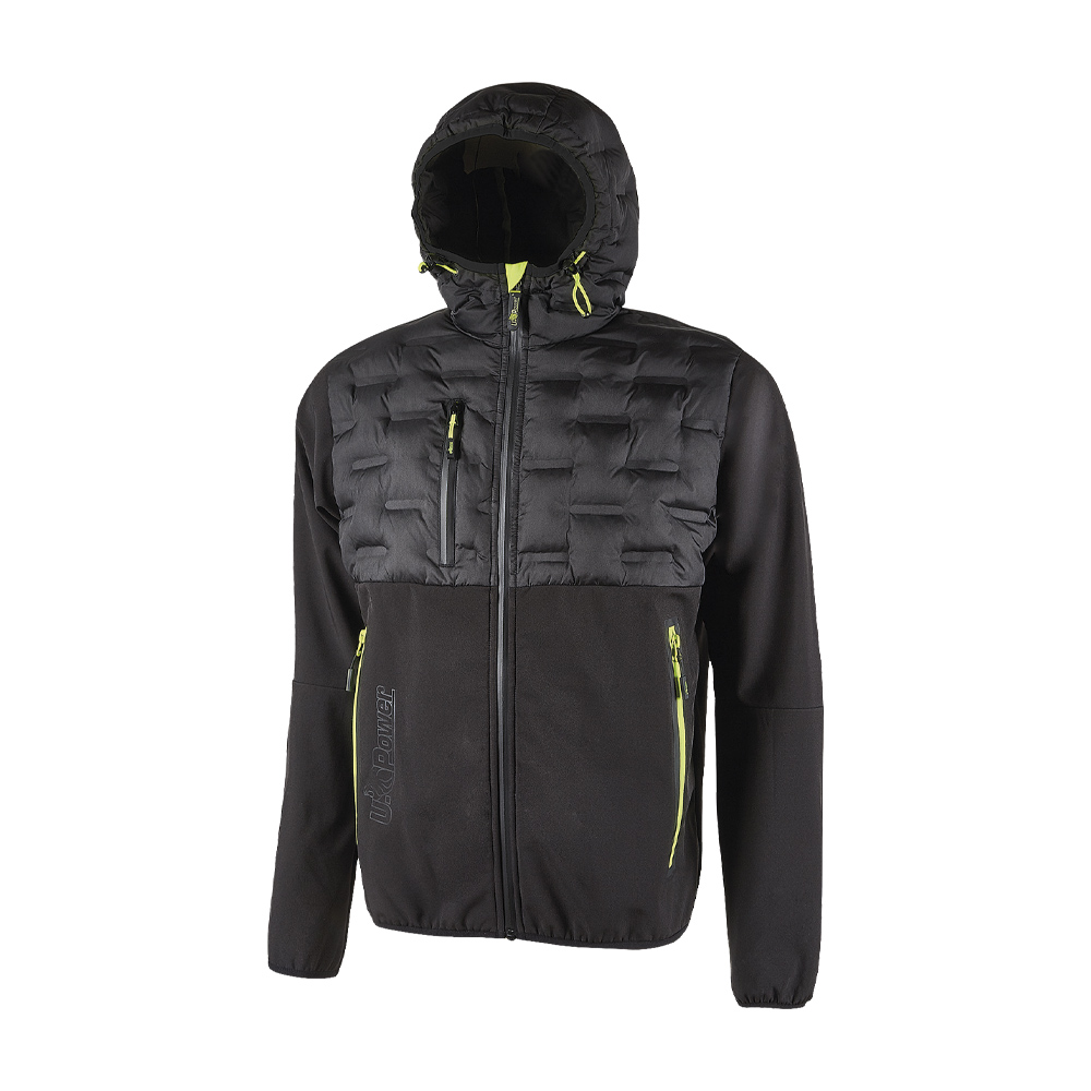 Giacca ibrida idrorepellente future spock black carbon u-power - taglia m.